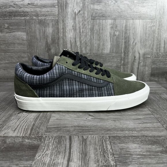 Vans Old Skool Men's size 11 Olive Green Plaid Skate Shoes - Picture 1 of 8